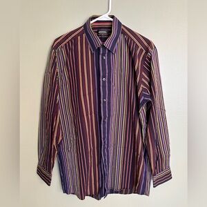 REEL Cotton Reel Men’s Medium button front shirt multi color stripes